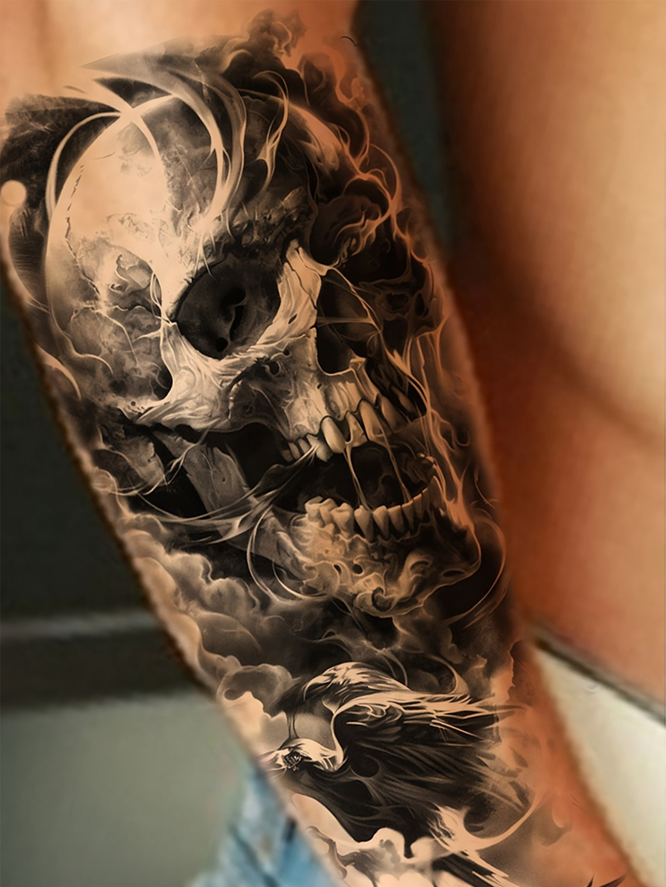 3D Horror Skull Temporary Tattoo